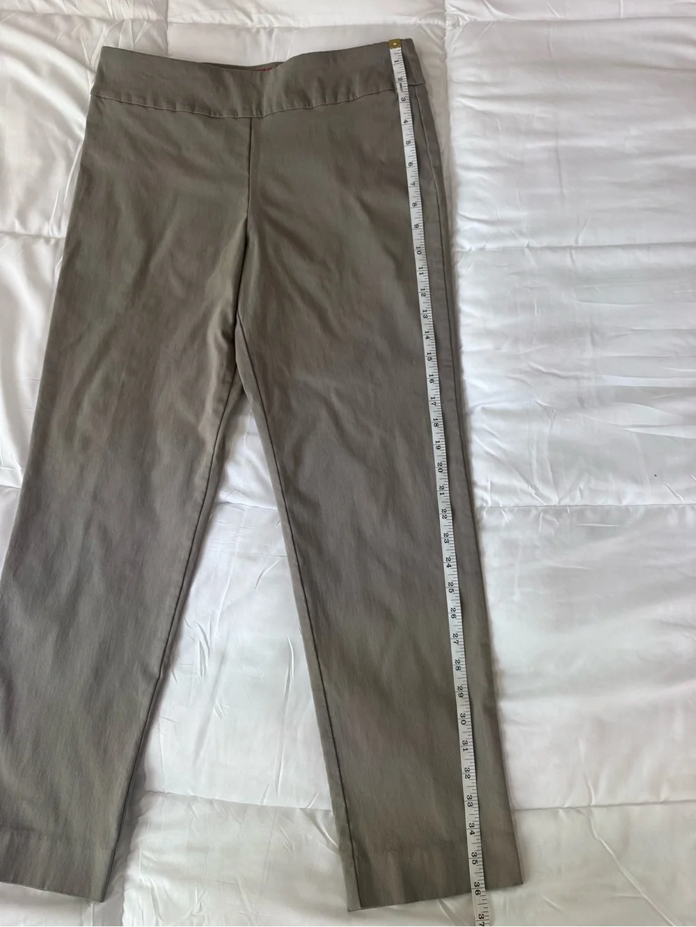 Krazy Larry Taupe Pull On Ankle Pants Size 10 Stretch Career Office Neutral USA